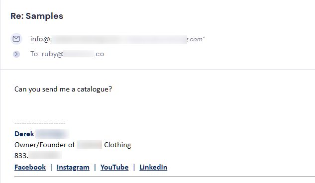 Retailer sample request from NAB Leather